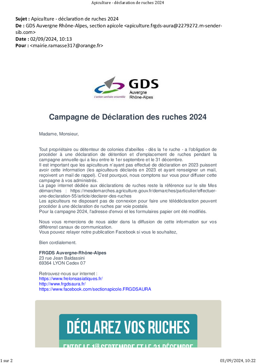 Campagne de déclaration des ruches 2024 (1/1)