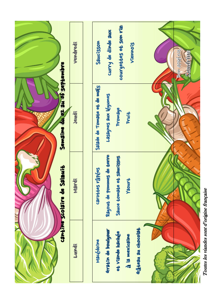 MENU CANTINE