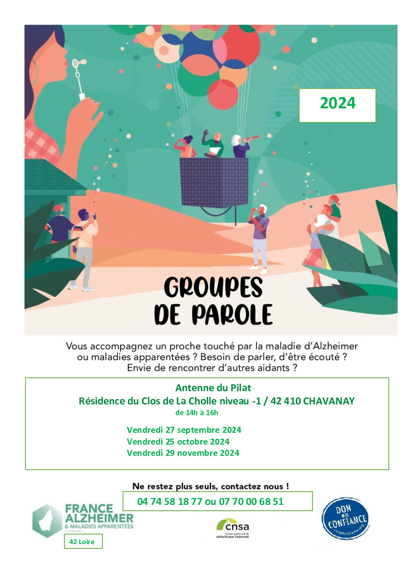 GROUPE DE PAROLE 2024 ET FORMATION AIDANTS 2e SEMESTRE