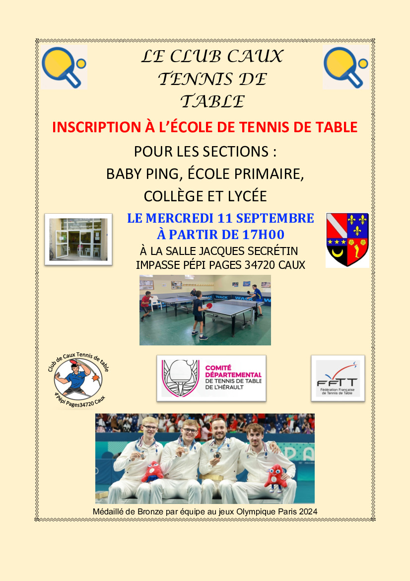 Tennis de table : inscriptions ouvertes pour les jeunes !