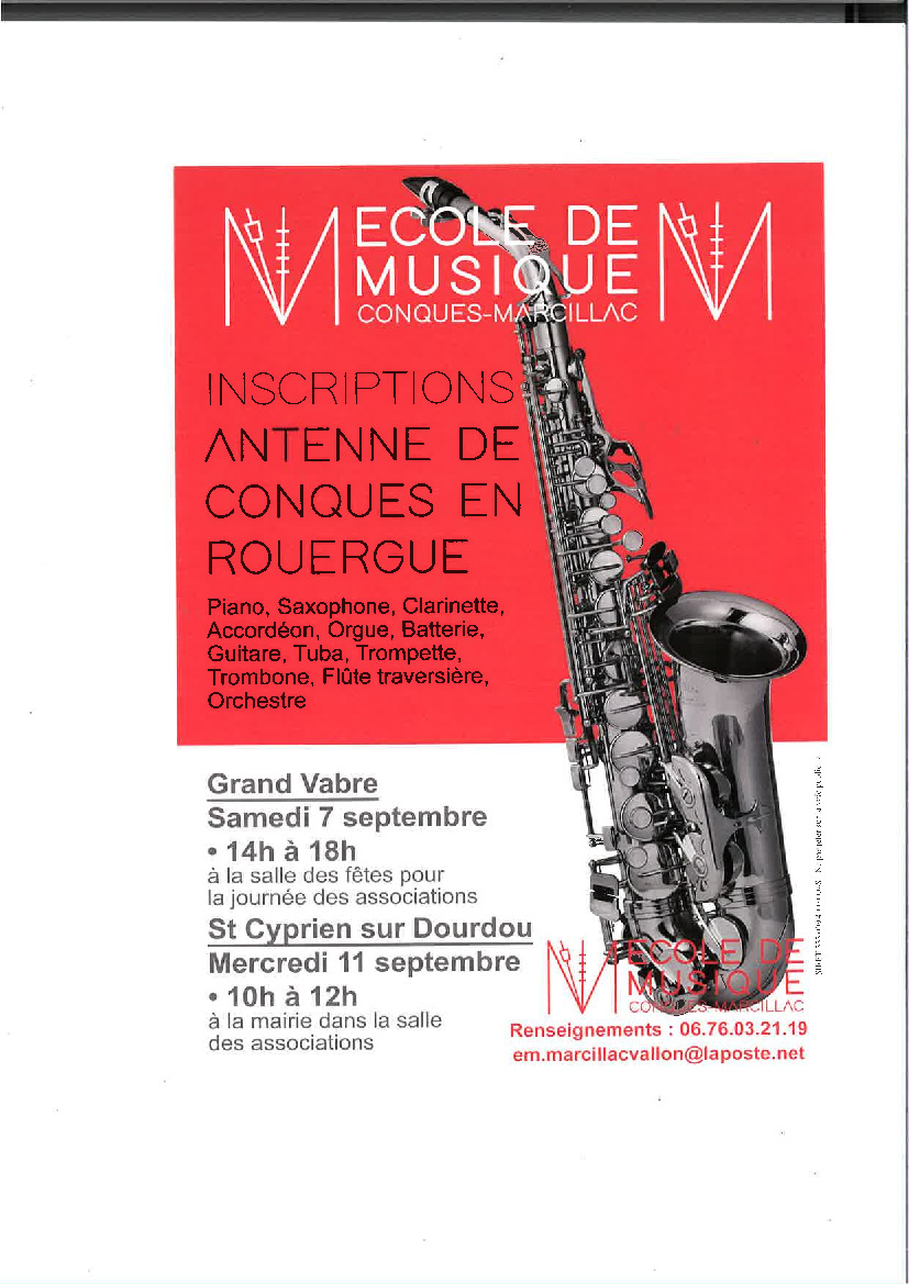 Ouverture des inscriptions Ecole de Musique