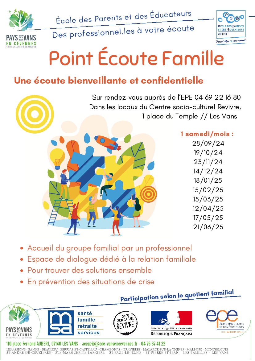 Mise en place d'un Point Ecoute Famille aux Vans