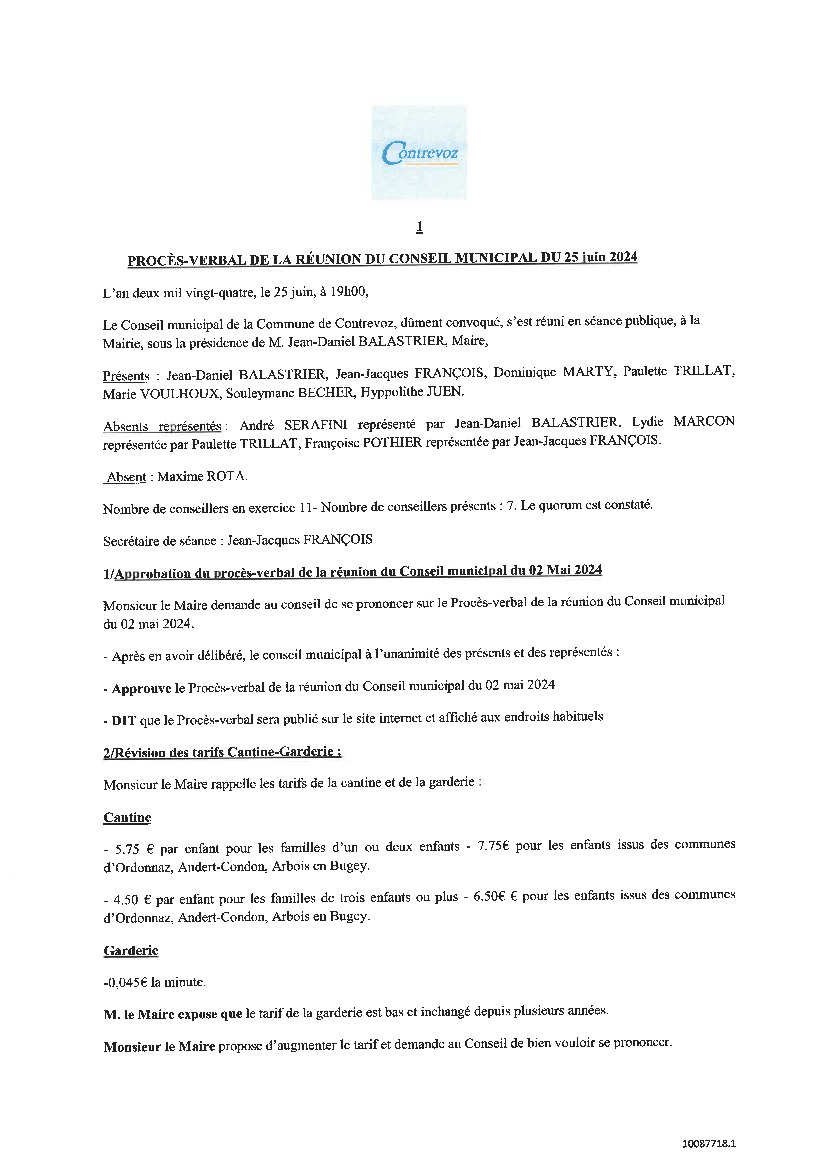 Compte rendu du Conseil municipal du 25/06/24 (1/1)