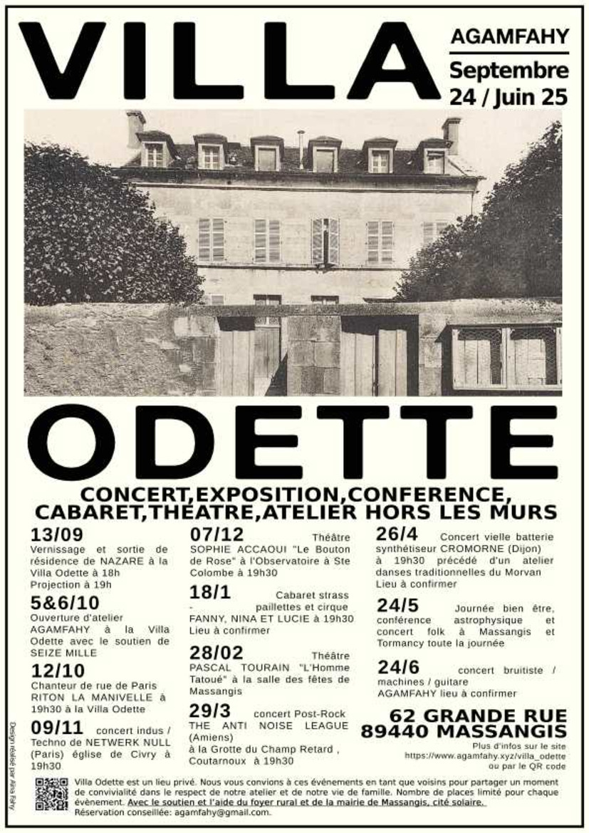 Programme de la Villa Odette, à Massangis