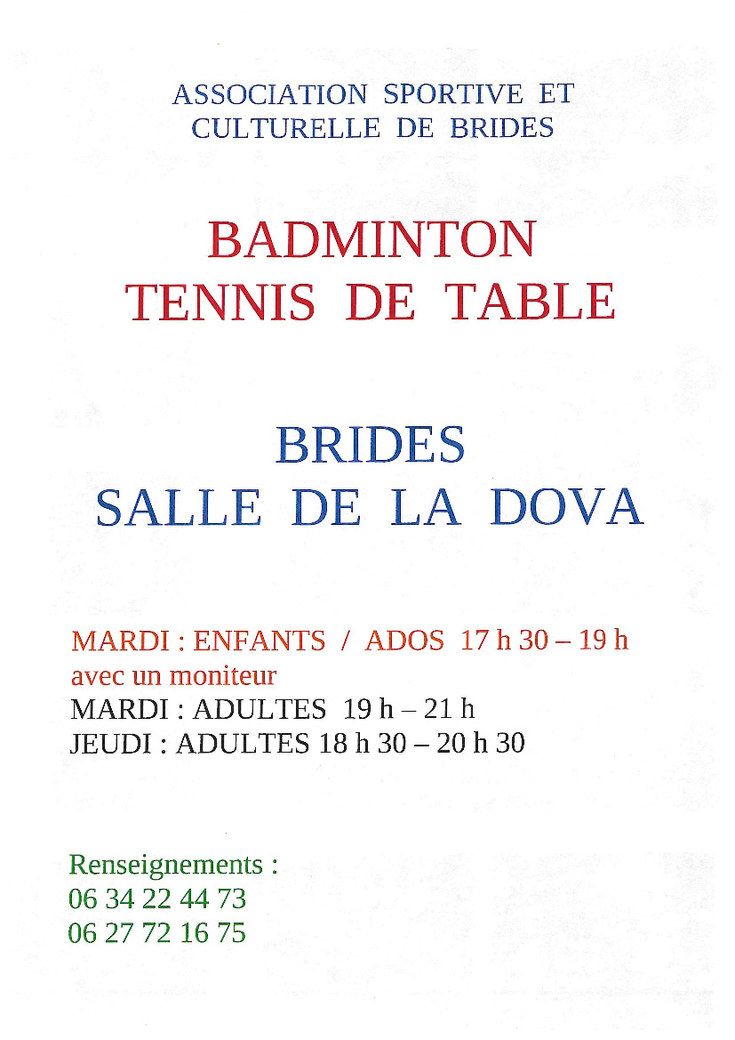 BADMINTON - TENNIS DE TABLE