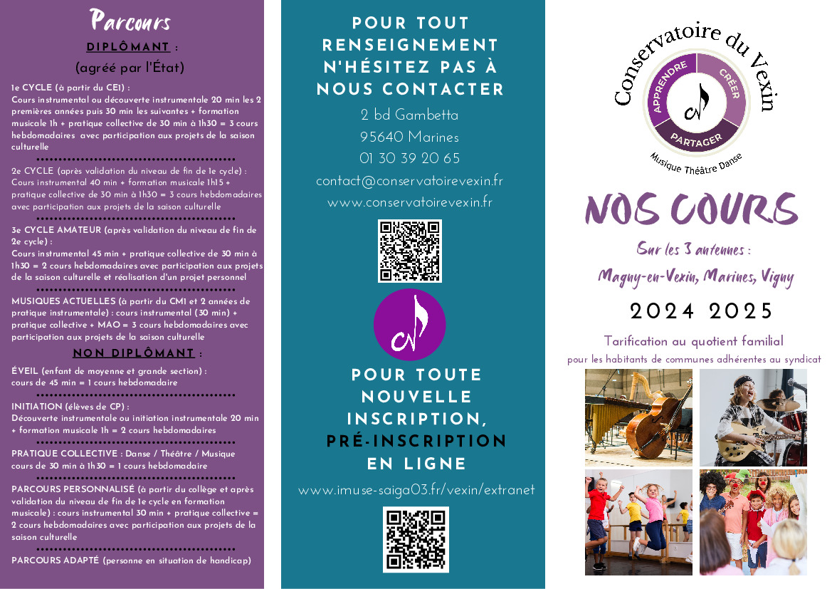 Conservatoire du Vexin : Inscriptions saison 2024-2025