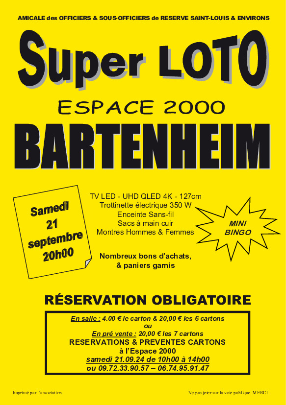 Super loto de l'AOSOR - Samedi 21 septembre 2024