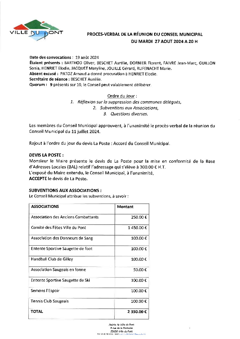 Compte rendu du conseil municipal 📝