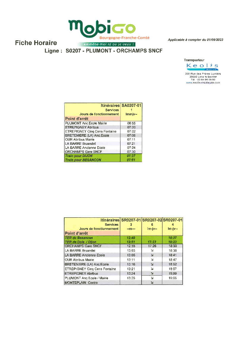 HORAIRES BUS