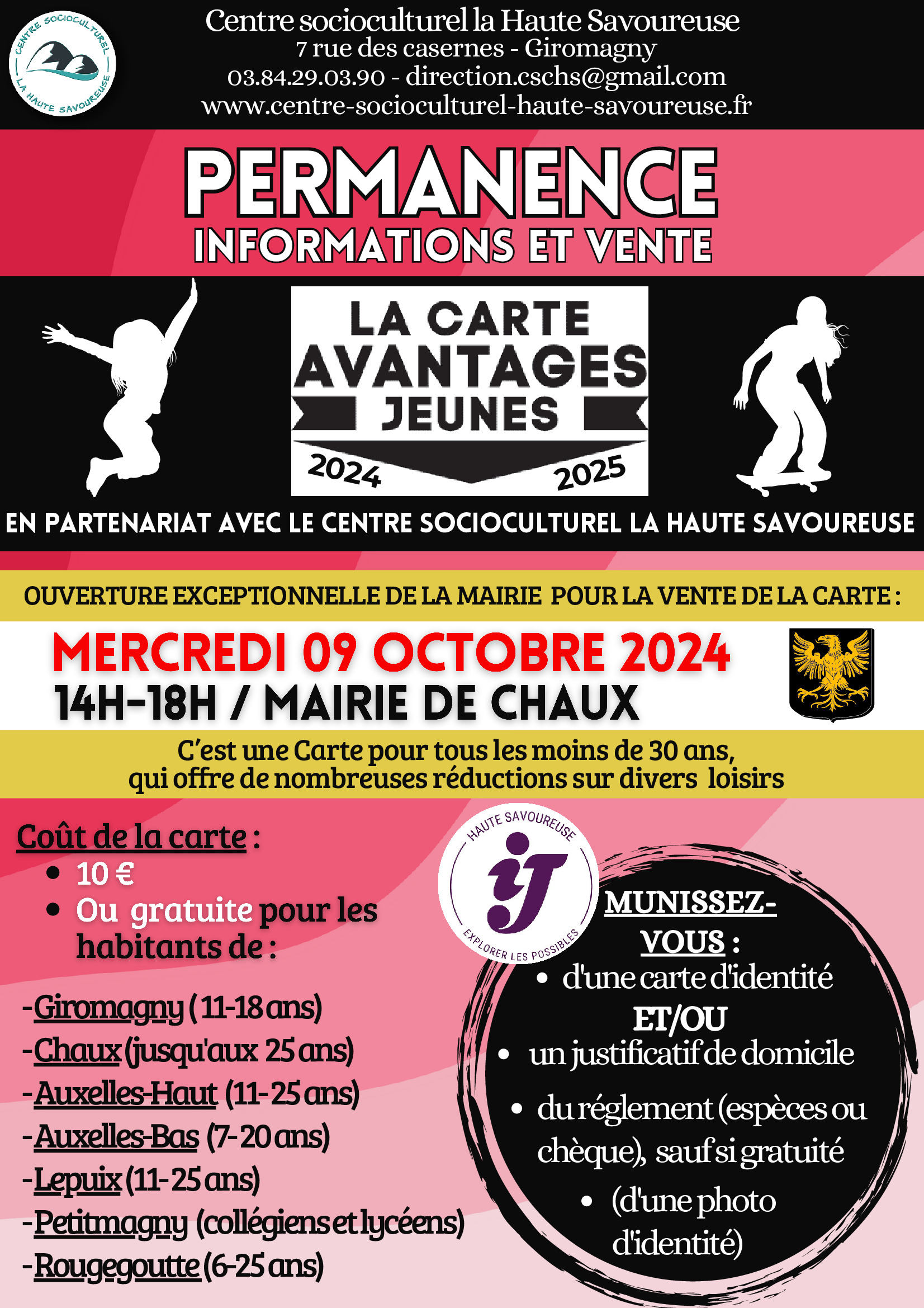 Remise de la carte avantages jeunes à la mairie le 9 octobre