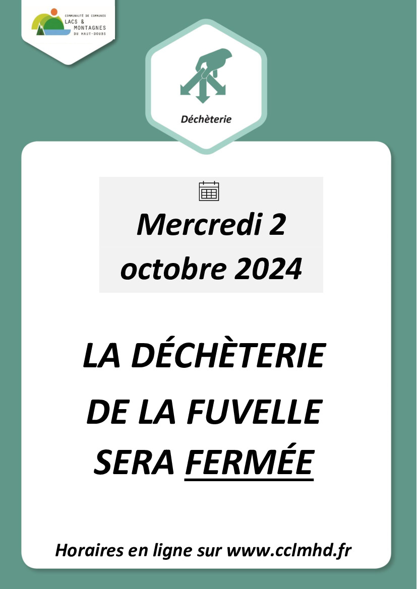 Fermeture décheterie 2 octobre