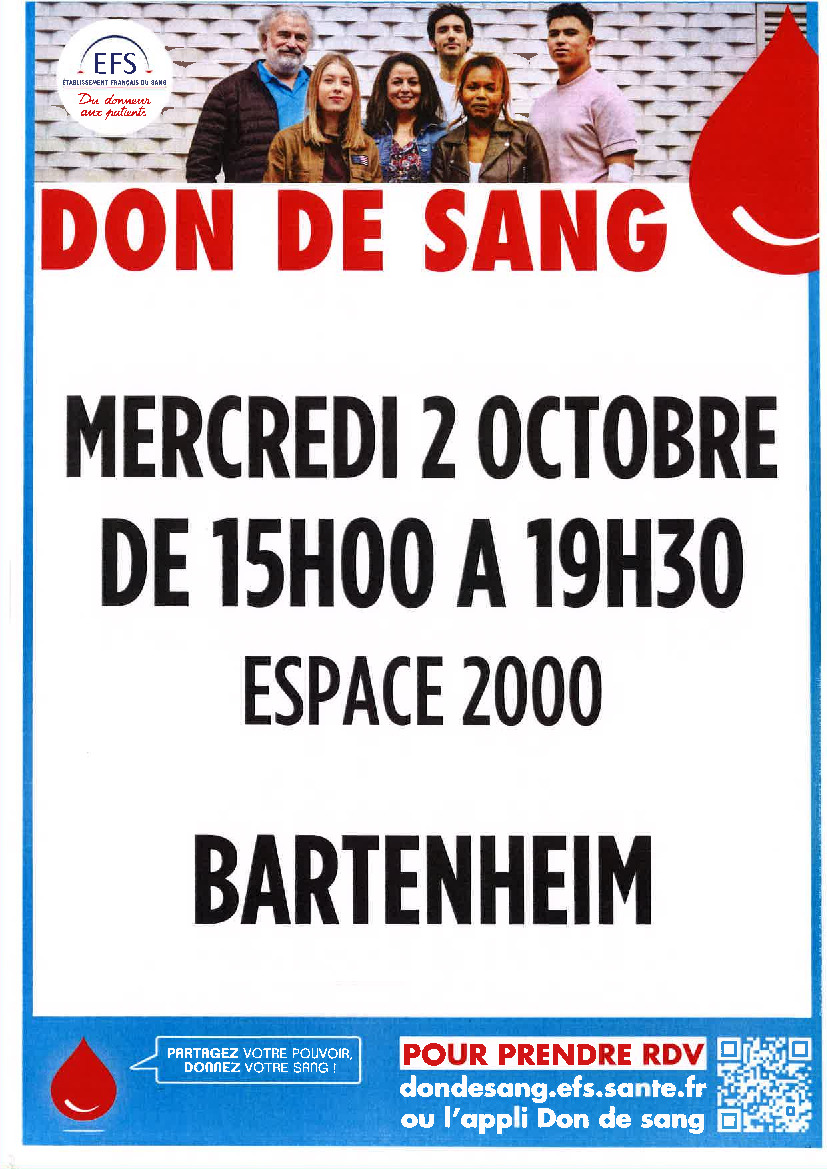 DON DE SANG - Mercredi 2 octobre 2024