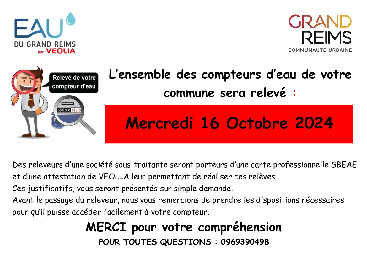 RELEVE COMPTEUR EAU VEOLIA GRAND REIMS (1/1)