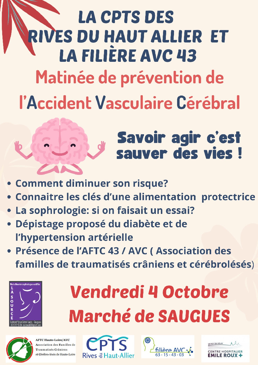 Prévention AVC le 4 octobre au marché de Saugues