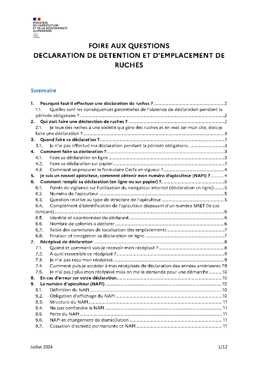 Campagne annuelle 2024 de déclaration obligatoire de ruches