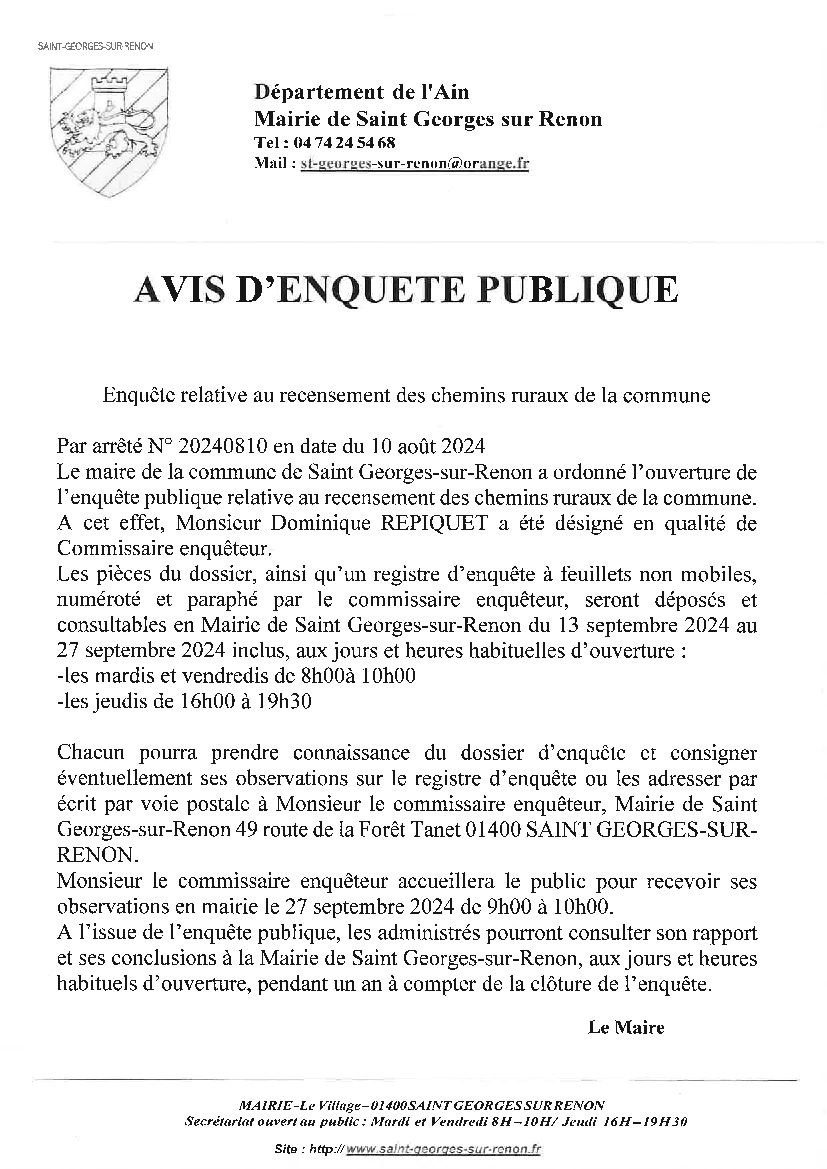 AVIS D ENQUETE PUBLIQUE