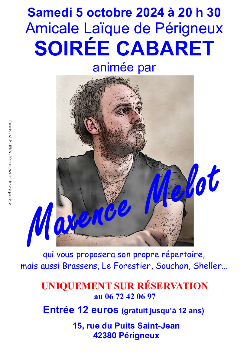 Soirée cabaret  le samedi 5 octobre à 20 h 30