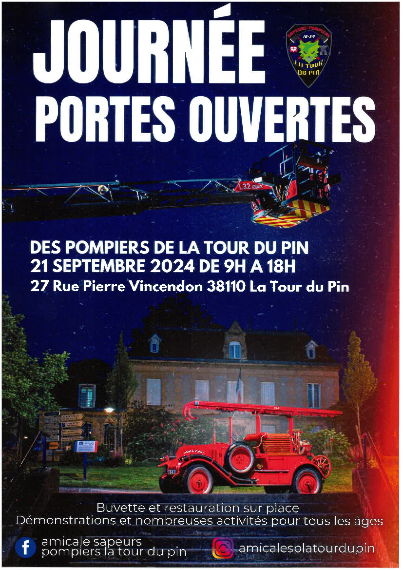 🧑🏼POMPIERS DE LA TOUR DU PIN 🚒Journée Porte Ouverte 21/09