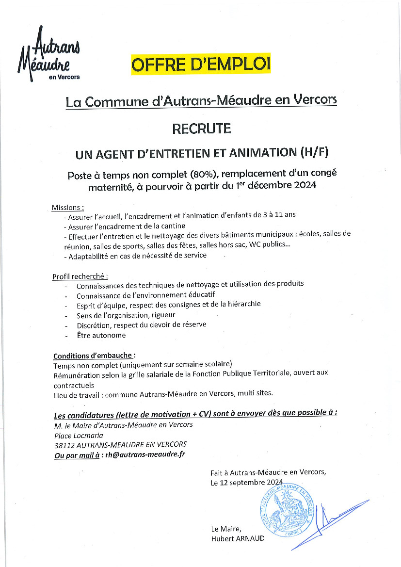 OFFRE D'EMPLOI