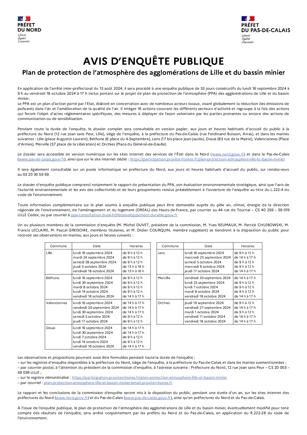 Plan de protection de l'atmosphère : du 16 sept. au 18 oct.