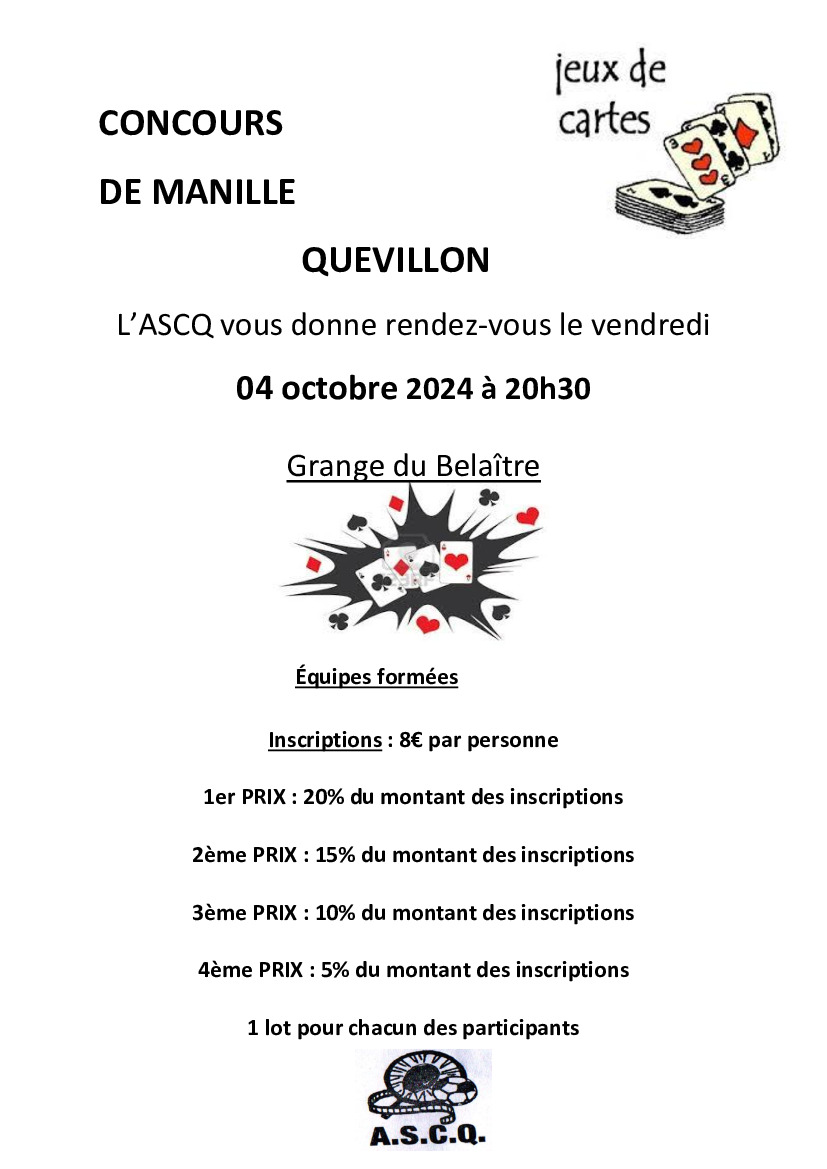 ASCQ : Concours de Manille le 4 octobre