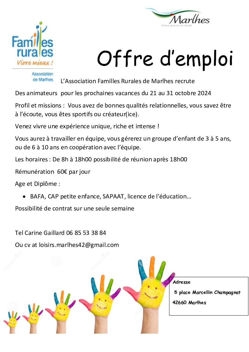 Offres d'emploi AFR Marlhes