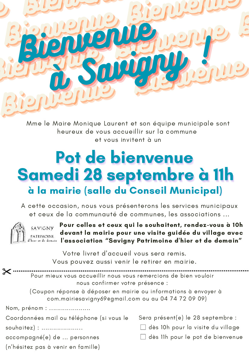 Pot de bienvenue à Savigny samedi 28 septembre