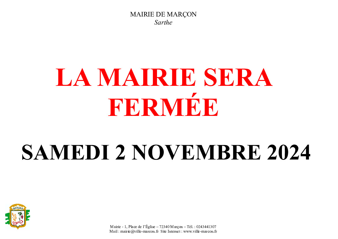 FERMEUTRE MAIRIE 02 NOVEMBRE 2024