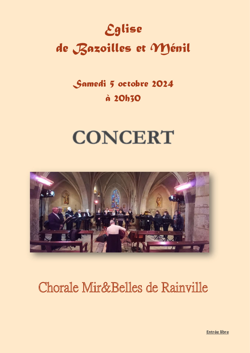 Bazoilles-et-Ménil : chorale Mir&belles le 05/10