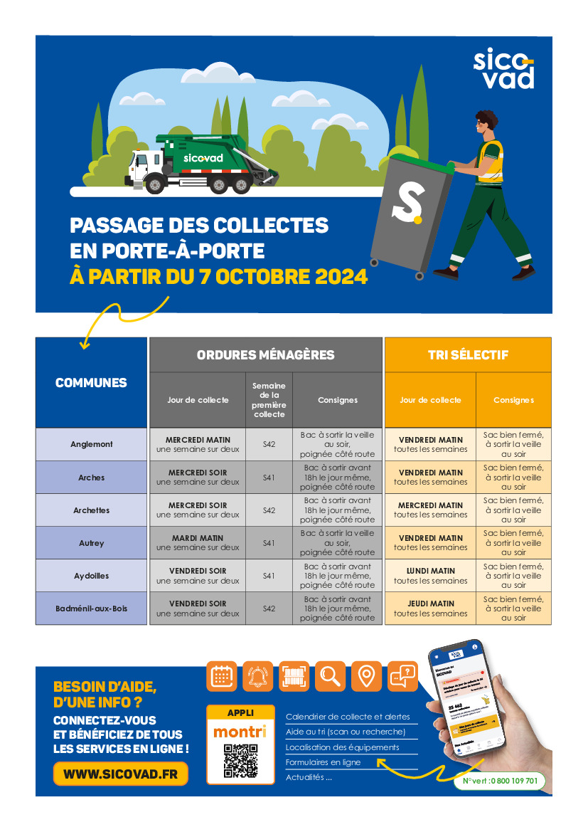 SICOVAD - Changement Rythme Collecte ordures ménagères