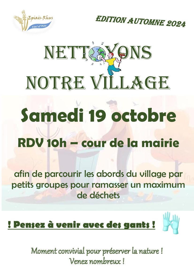 NETTOYONS NOTRE VILLAGE - SAMEDI 19 OCTOBRE 2024