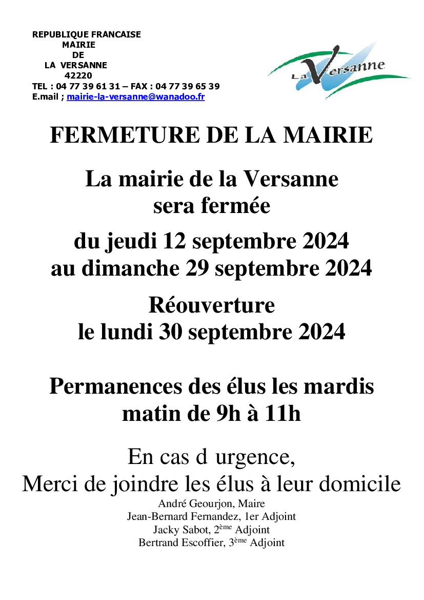 FERMETURE DE LA MAIRIE