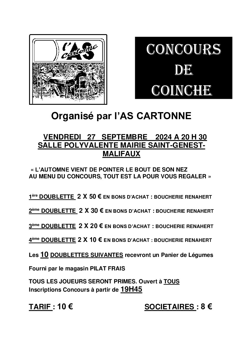 Concours de coinche AS CARTONNE