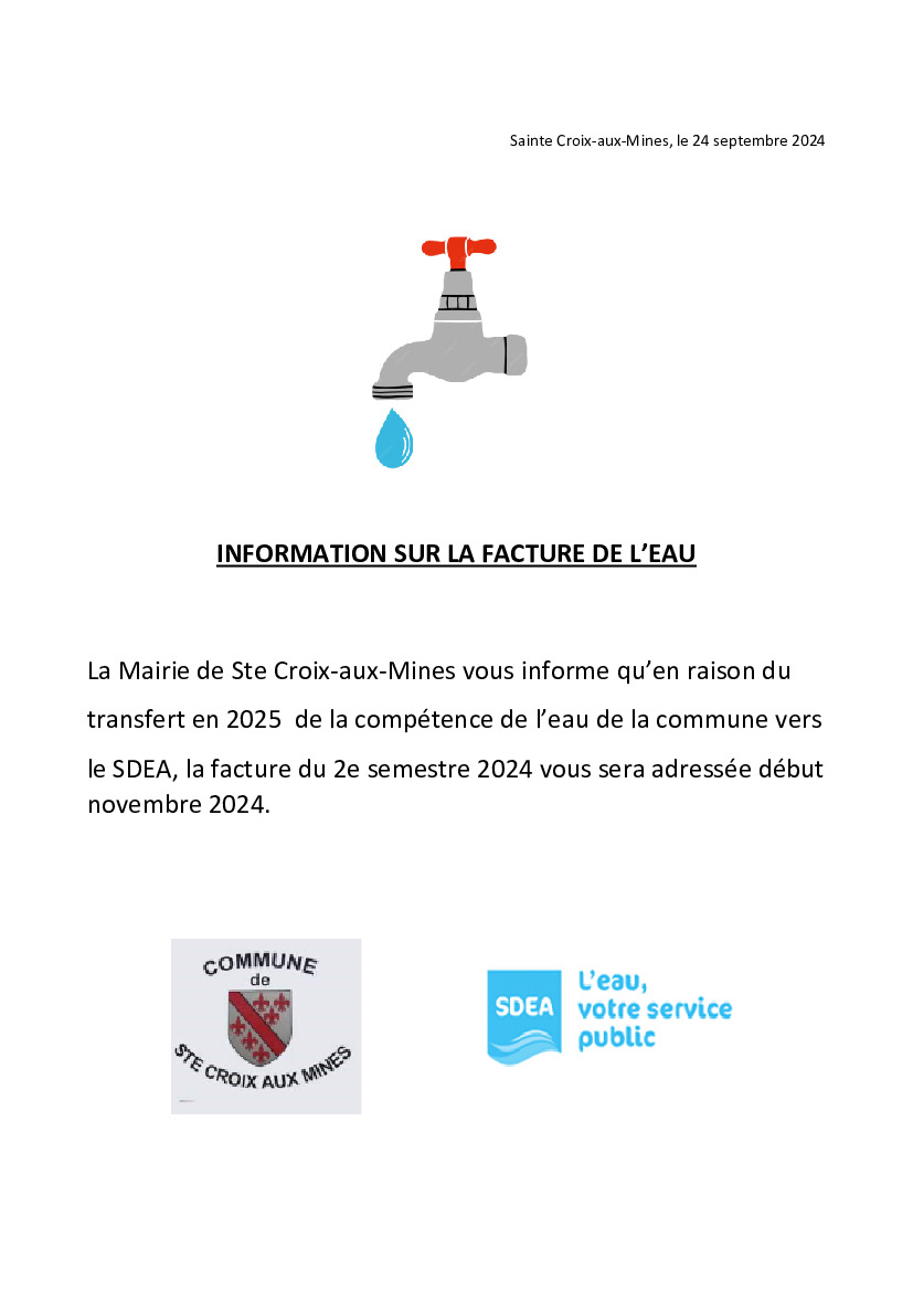 INFORMATION SUR LA FACTURE D'EAU