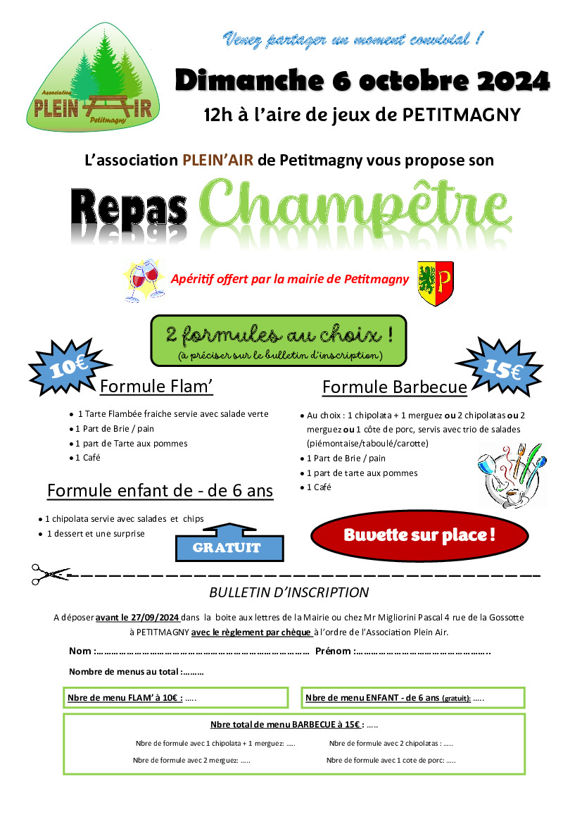 Repas champêtre réservé aux habitants de Petitmagny