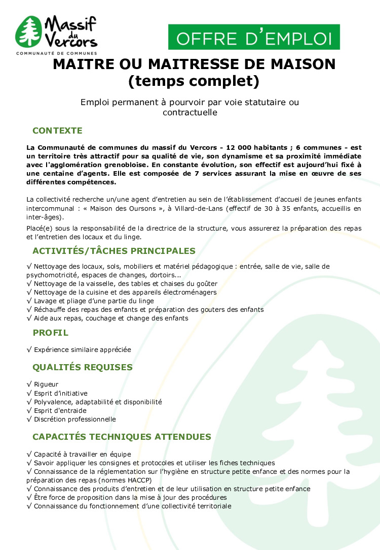 OFFRE D'EMPLOI