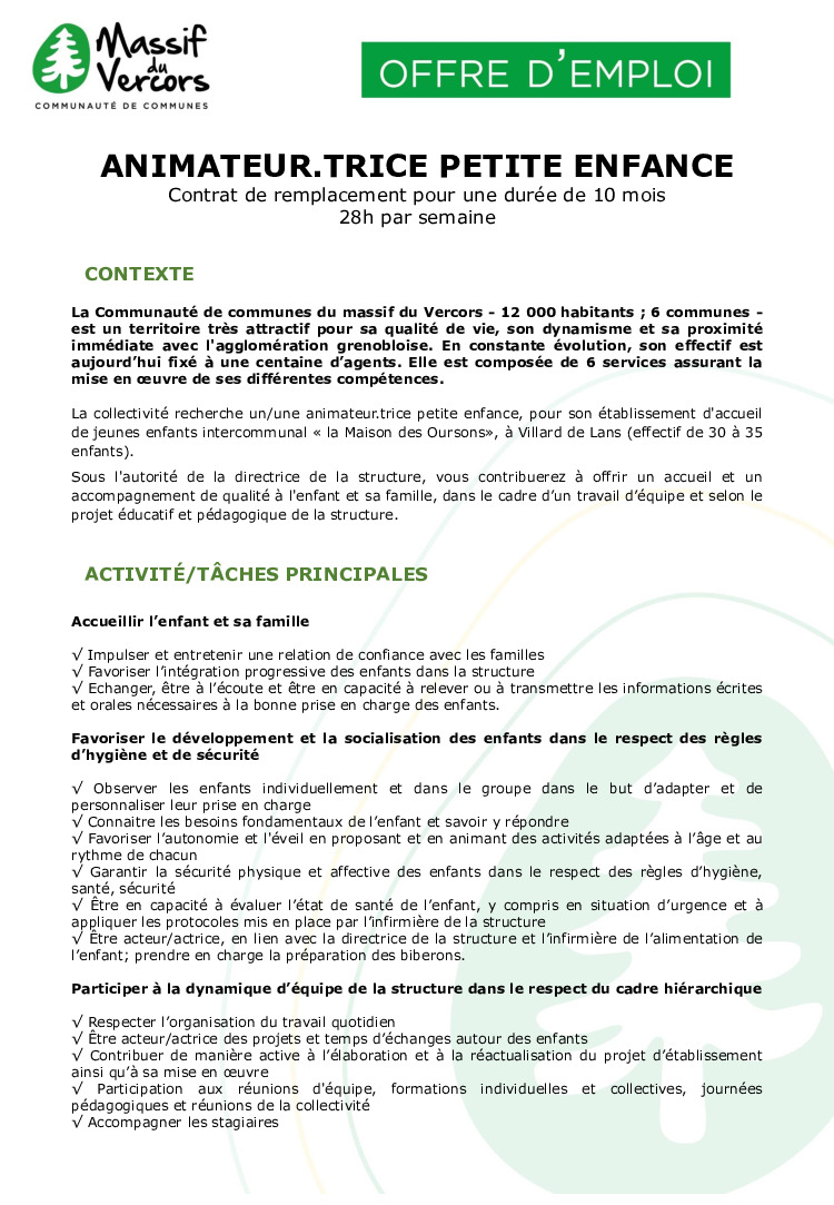 OFFRE D'EMPLOI