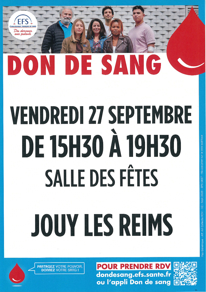 DON DE SANG LE 27 SEPTEMBRE