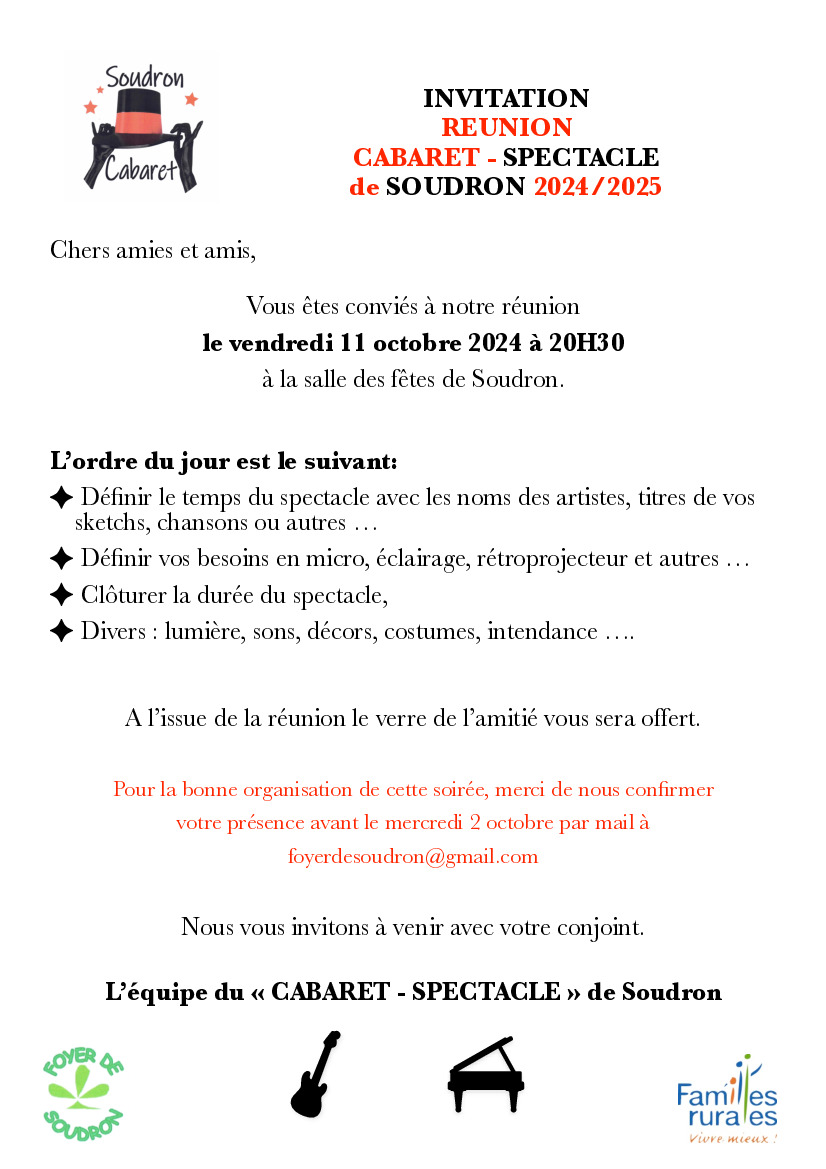 FOYER DE SOUDRON : Invitation à une réunion 