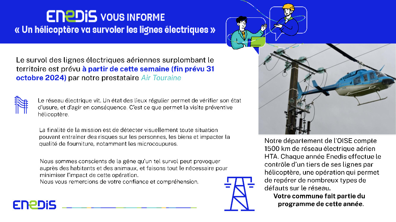 Survol à basse altitude d'un Hélicoptère pour ENEDIS