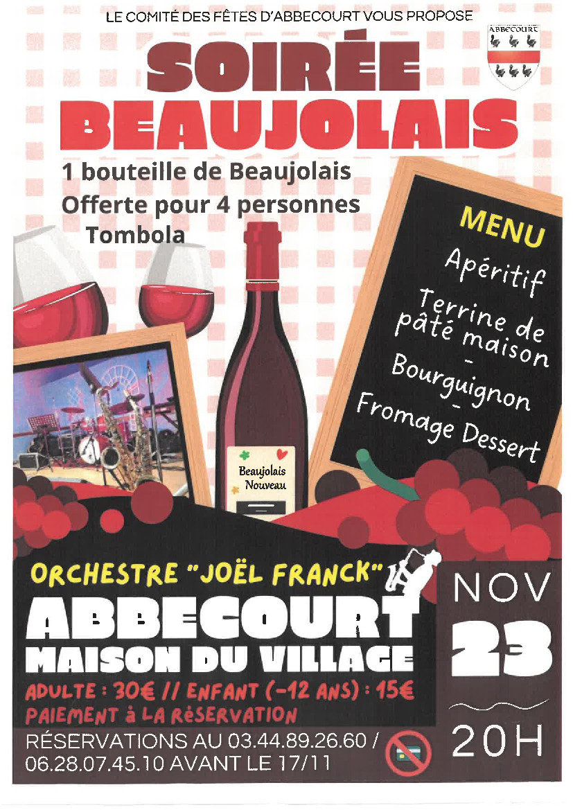 RAPPEL : Soirée Beaujolais à Abbecourt