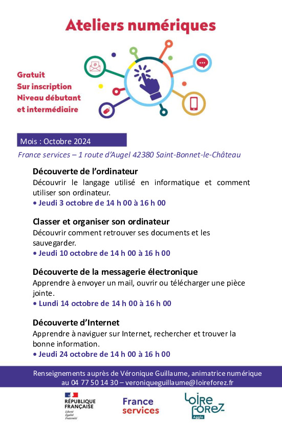 Programme des ateliers numériques octobre 2024