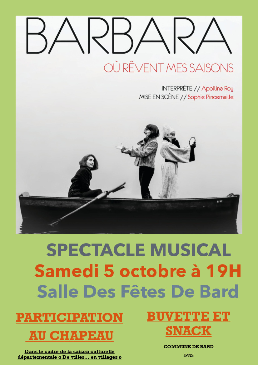 Samedi 5 octobre - 19h - Spectacle musical