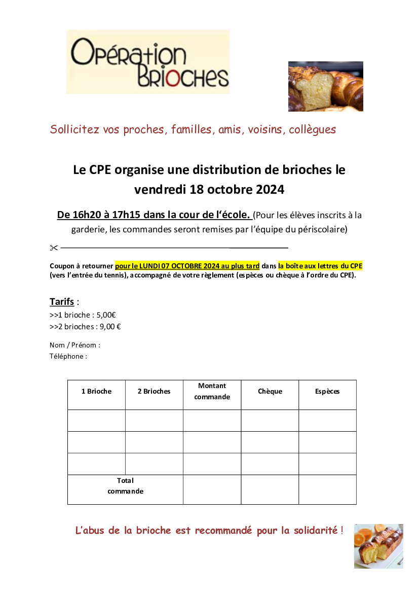 CPE - VENTE DE BRIOCHES