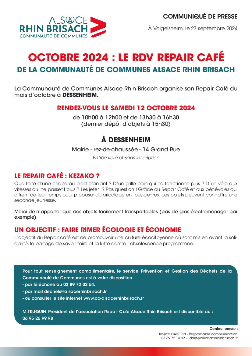 LE RDV REPAIR CAFE - DESSENHEIM