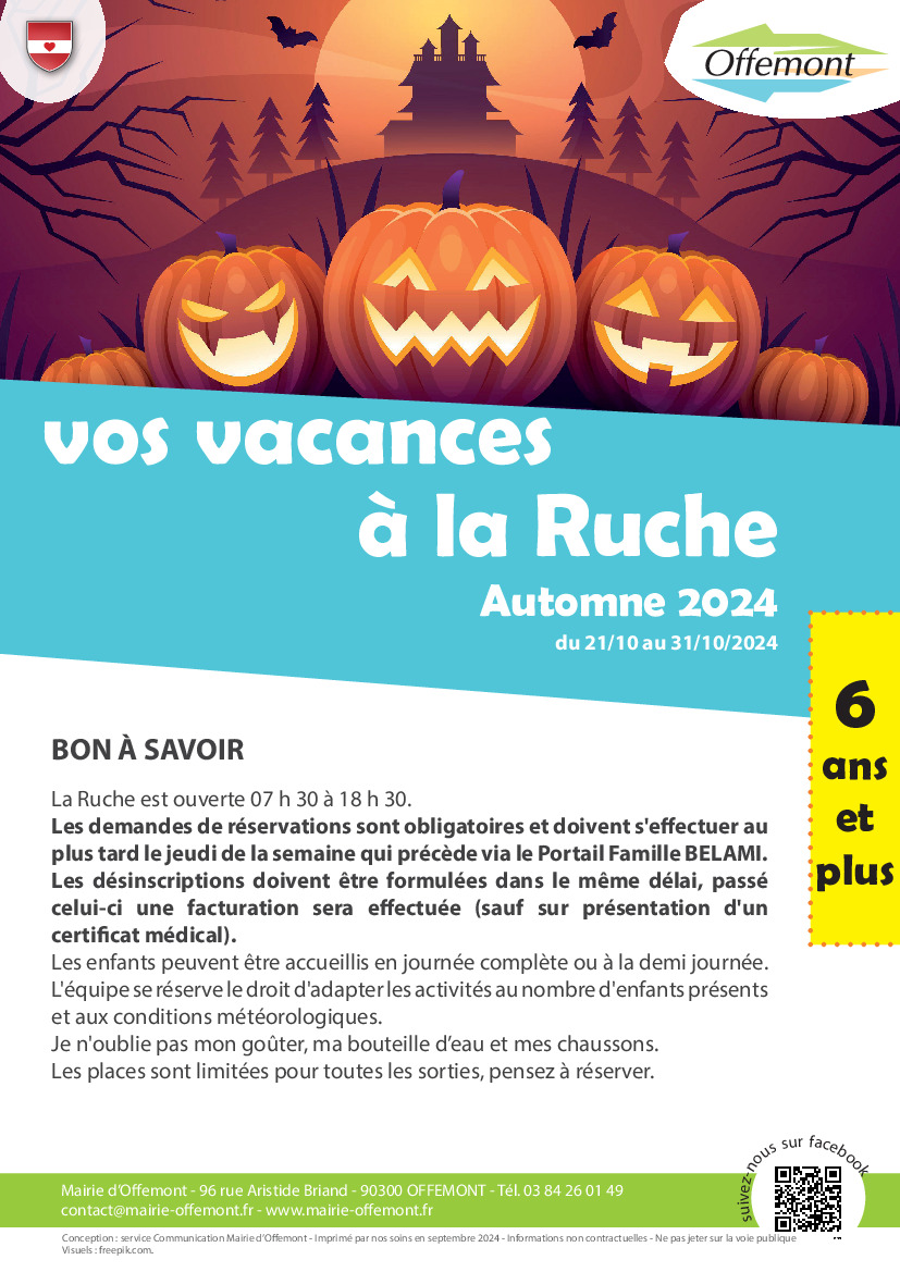 🐝 Programme des vacances à la Ruche : octobre 2024 🐝