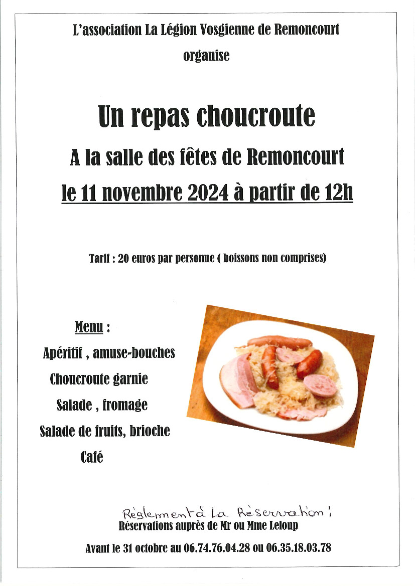 La Légion Vosgienne de Remoncourt : choucroute