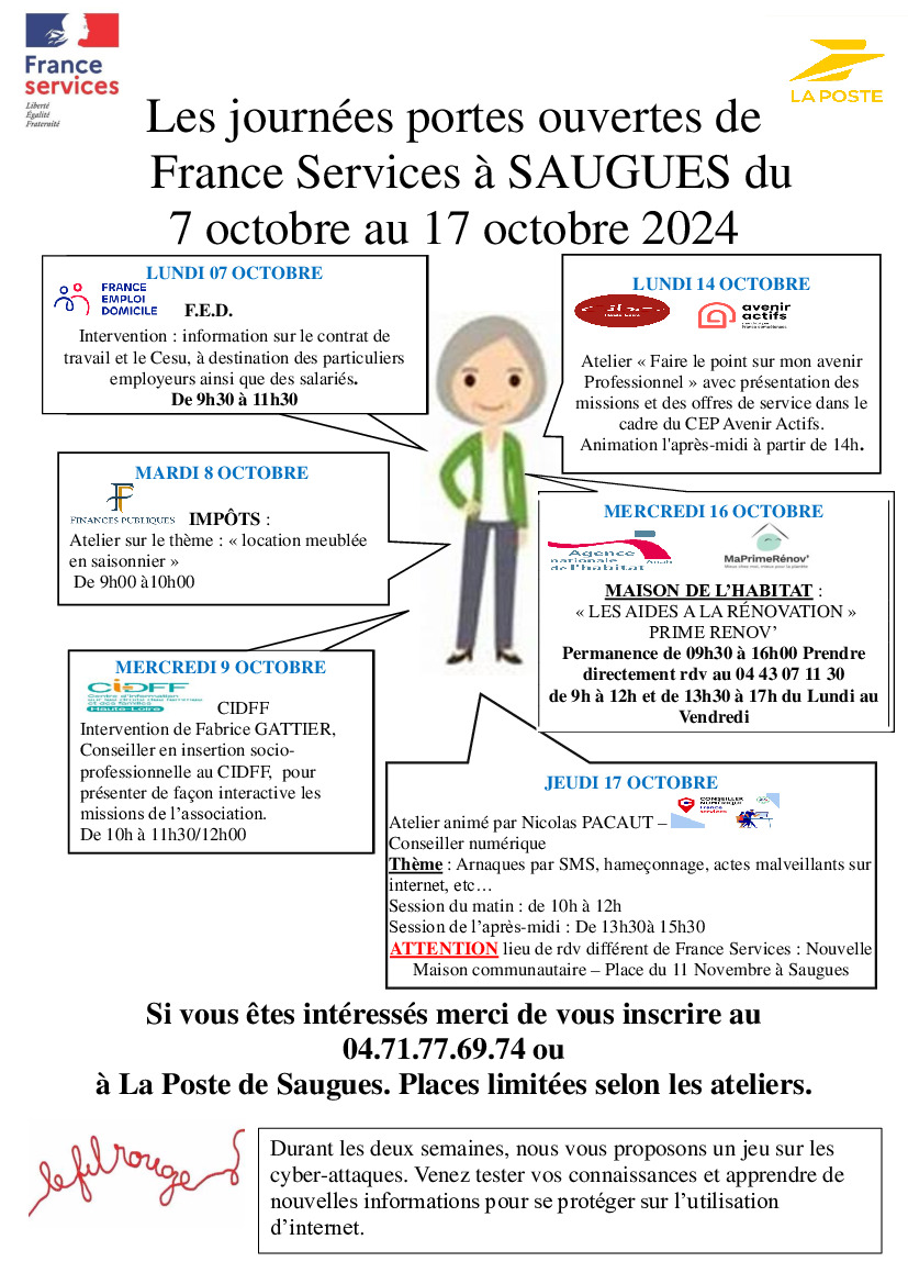 France services à Saugues : Animations du 7 au 17 octobre