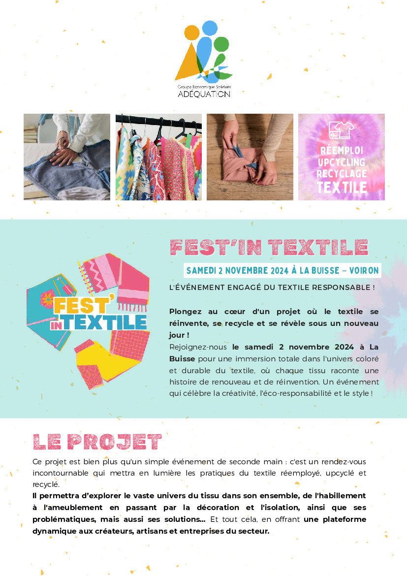 Fest'In textile ! Rendez-vous le 2 novembre à La Buisse