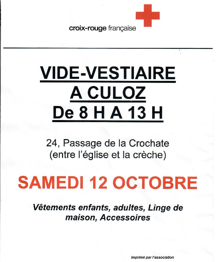 VIDE VESTIAIRE CROIX ROUGE 12/10